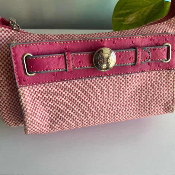 Emillie M. Swiss Dot Pink Leather and checkered Cloth Purse - Picture 4 of 7